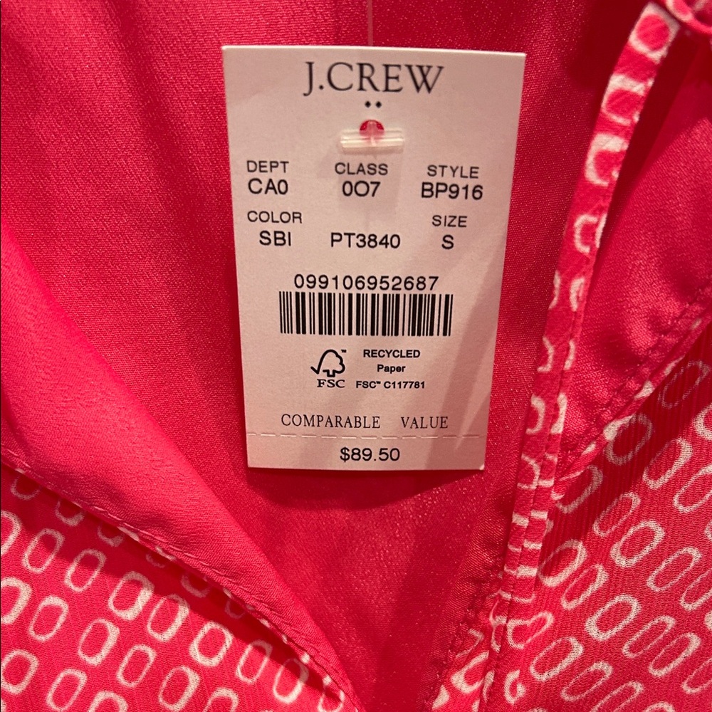 J. Crew Factory Pink Patterned Ruffle Blouse - Picture 2 of 3